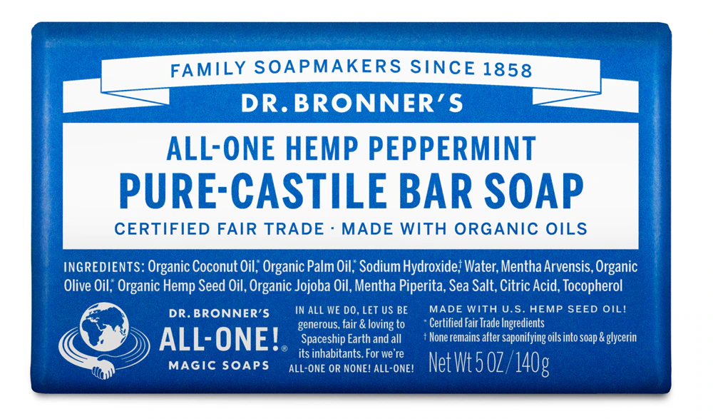 All-One Pure-Castile Bar Soap Hemp Peppermint -- 5 oz Dr. Bronner's