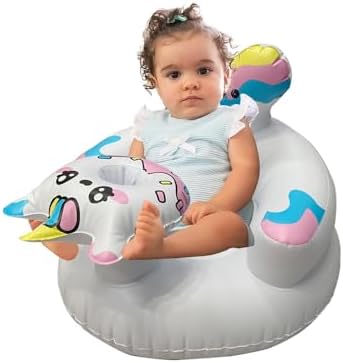 Baby Sitting Support for 3 6 9 12 24 months Infants, Inflatable Baby Seats for Sitting Up Nontoxic PVC Toddlers Sofa Chair Sit Me Up Floor Seat for Baby Girl Boy, Unicorn Wedfull