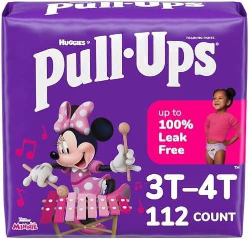 Pull-Ups Girls' Potty Training Pants, Size 3T-4T Training Underwear (32-40 lbs), 112 Count (4 Packs of 28) Pull-Ups