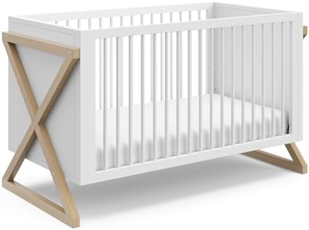 Storkcraft Equinox 3-in-1 Convertible Crib (Driftwood) - Easily Converts to Toddler Bed & Daybed, 3-Position Adjustable Mattress Support Base, Modern Two-Tone Design for Contemporary Nursery Storkcraft