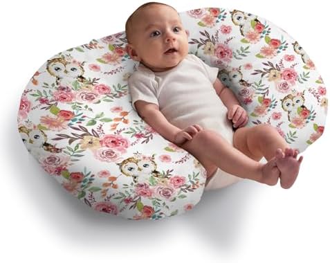 Floral Owl Nursing Pillow Cover, Stretchy Removable Nursing Covers for Breastfeeding Pillows, Soft Slipcover for Baby Boy Girls Lanleay