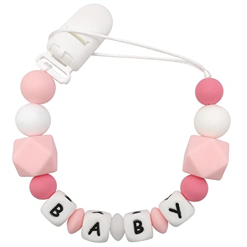 Customizable Pacifier Clip Personalized Name (Pink) Starsprairie