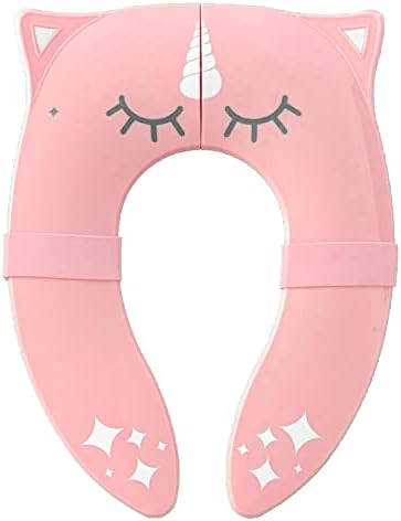 Hippypotamus Travel Potty Seat for Toddler - Pink Unicorn - Folding Potty Training Seat - Portable Toilet Seat Cover for Baby & Kids Hippypotamus