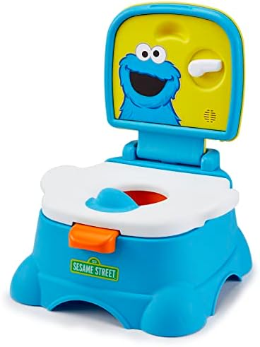 Sesame Street Cookie Monster Terrific 3-in-1 Potty Training Chair, Toilet Seat Trainer, and Step Stool, Easy Clean, Pretend Flush Handle, Gender Neutral Sesame Street