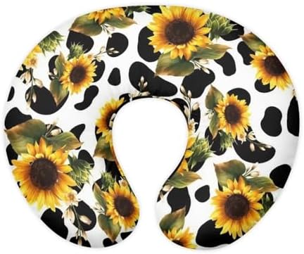 Sunflower Nursing Pillow for Breastfeeding, Cow Stripe Removable Polyester Cover Support for Mom and Baby, Machine Washable GIFTPUZZ