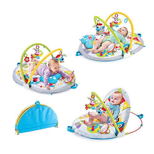 Yookidoo Baby Gym Lay to Sit-Up Playmat. 3-in-1 Newborns Activity Center with Tummy Time Toys, Pillow & Infant Miror. 0-12 Month Yookidoo