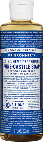 Dr. Bronner's Pure Castile Liquid Soap Peppermint -- 8 fl oz Dr. Bronner's