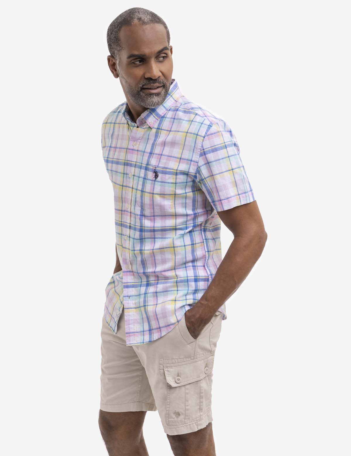 PLAID SHORT SLEEVE POPLIN SHIRT WITH POCKET U.S. POLO ASSN.