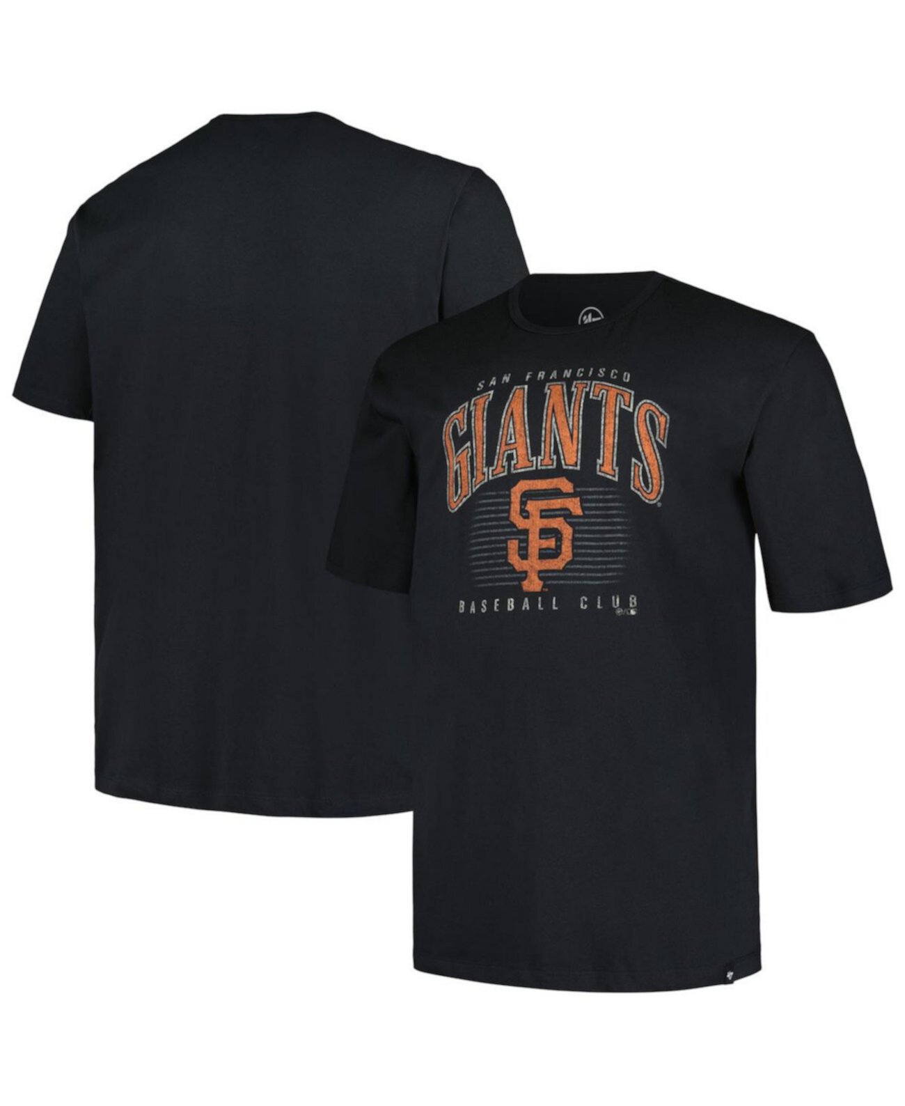 Футболка для мужчин с коротким рукавом San Francisco Giants Big Tall Double Header черного цвета, 100% хлопок '47 Brand