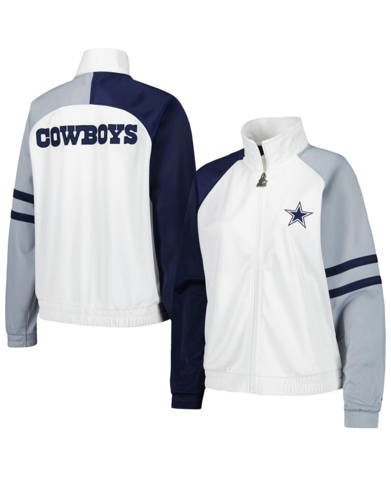 Женская Куртка Starter Curve Ball Raglan с Полной Молнией, Цвет Белый, Dallas Cowboys Starter
