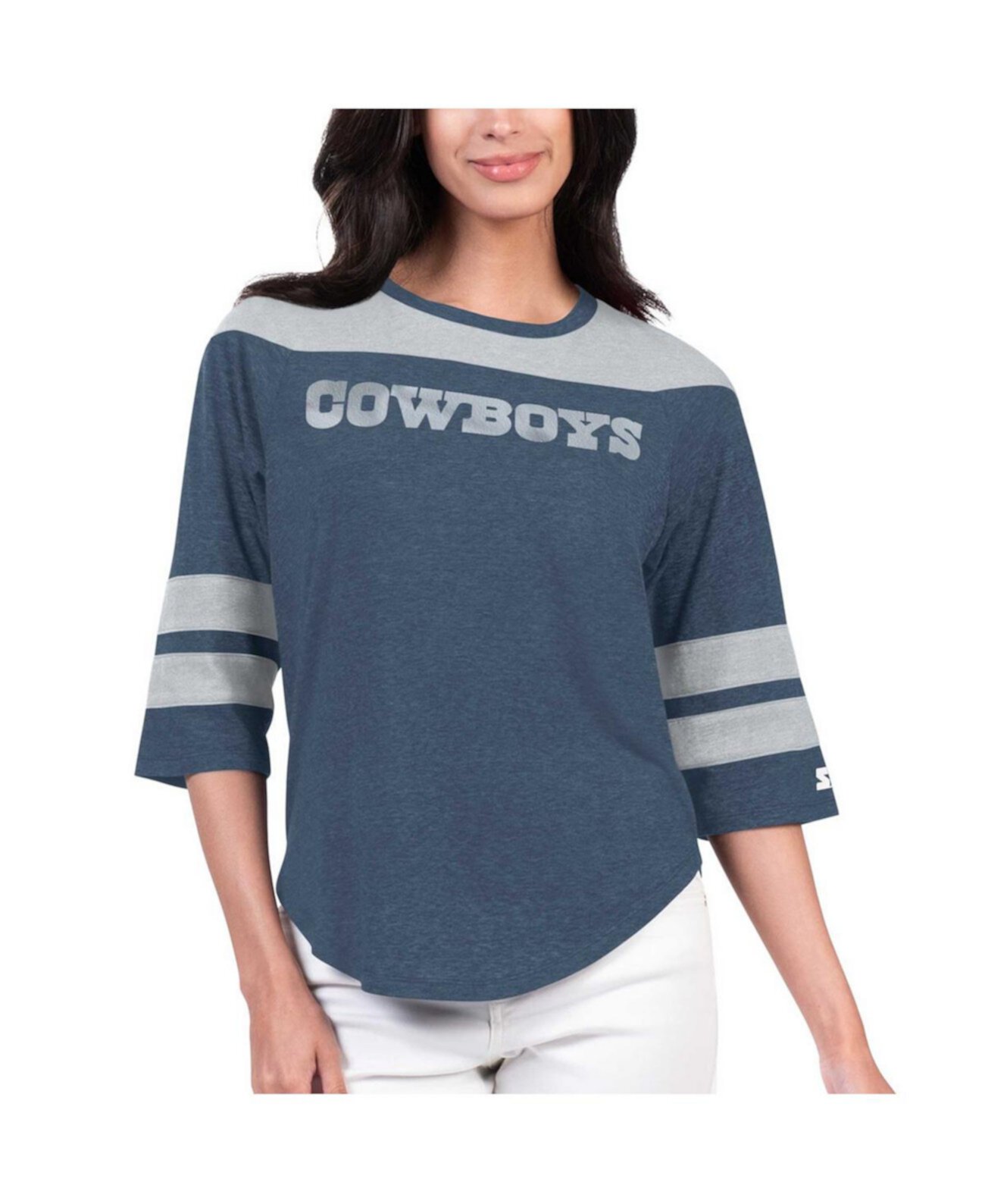 Women's Navy Dallas Cowboys Fullback Tri-Blend 3/4-Sleeve T-Shirt Starter