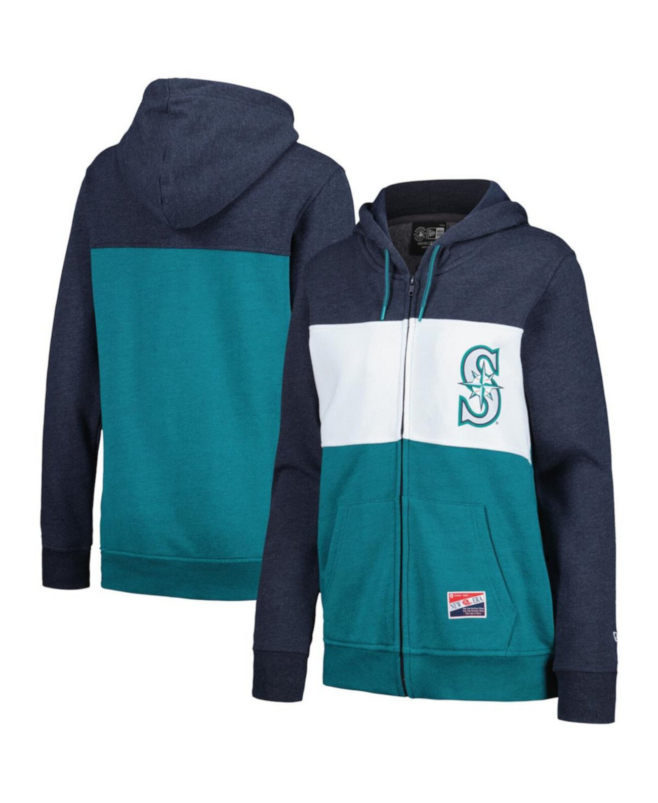 Женская Толстовка New Era Color Block Seattle Mariners С Капюшоном На Молнии New Era