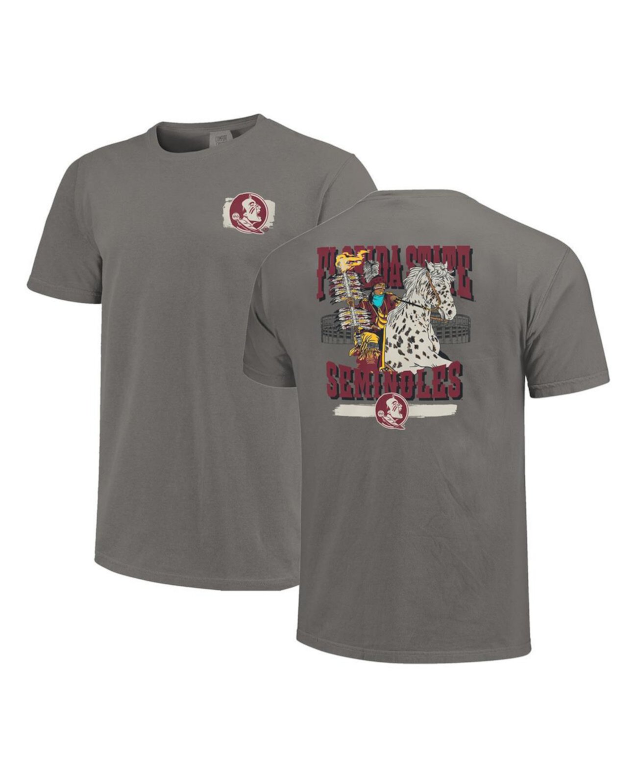 Men's and Women's Gray Florida State Seminoles Hyper Local Oceola Renegade Stadium T-Shirt Image One