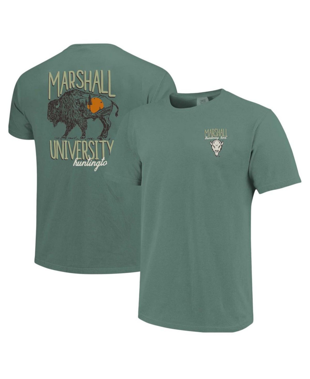 Men's Kelly Green Marshall Thundering Herd Hyperlocal Comfort Colors T-Shirt Image One