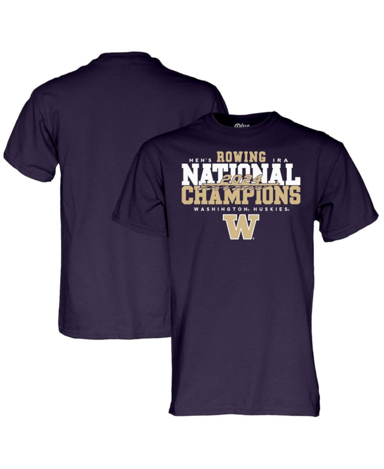 Men's and Women's Purple Washington Huskies 2024 IRA Men's Rowing National Champions T-Shirt Blue 84