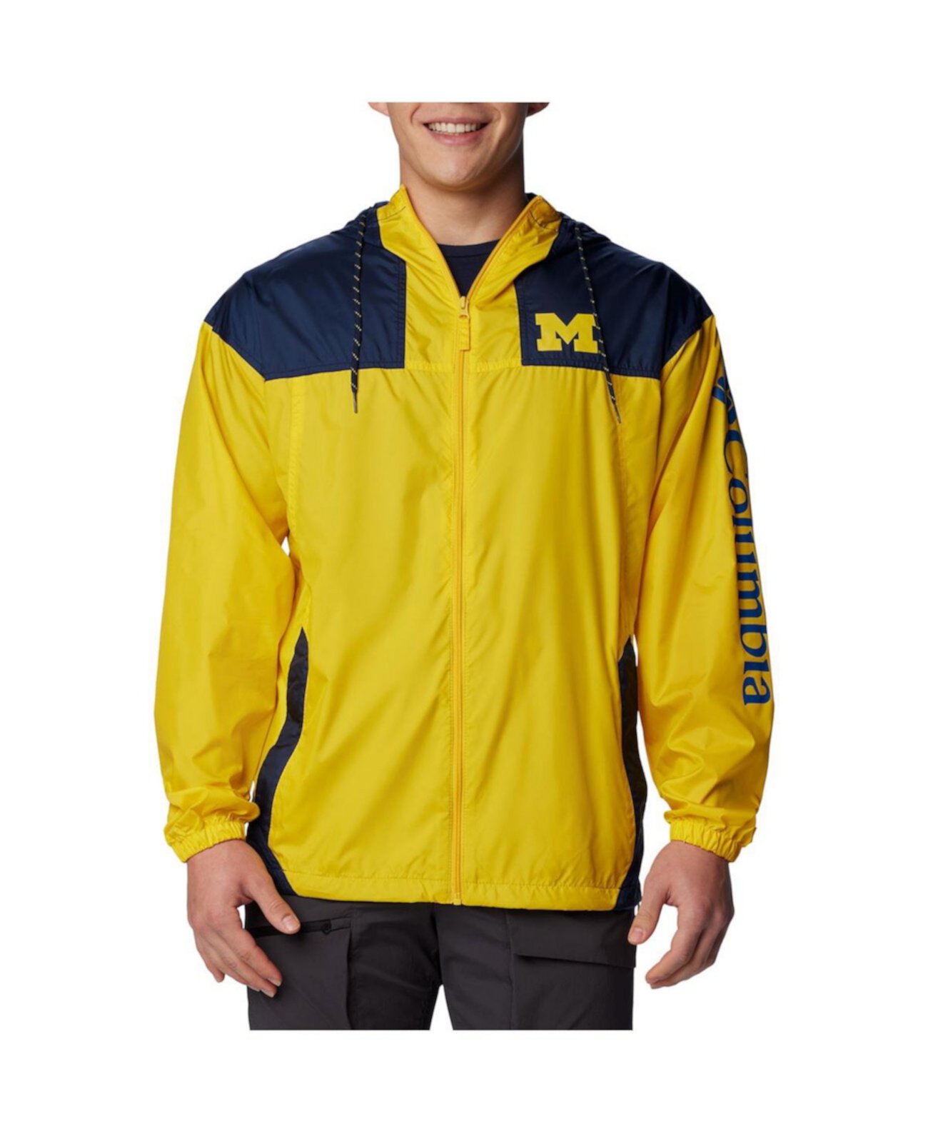 Мужская Куртка Columbia Flash Challenger Omni-Shade с Капюшоном и Полной Молнией Michigan Wolverines Columbia