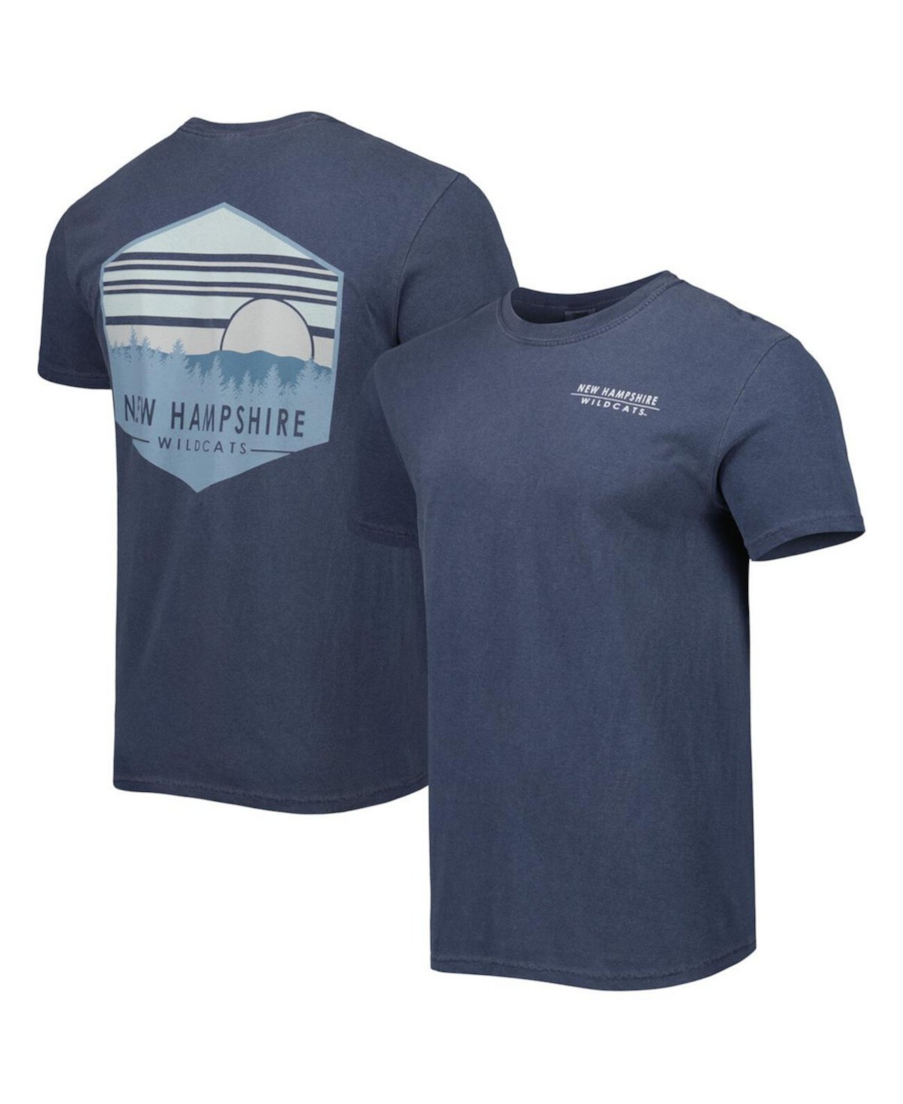 Men's Navy New Hampshire Wildcats Landscape Shield T-Shirt Image One