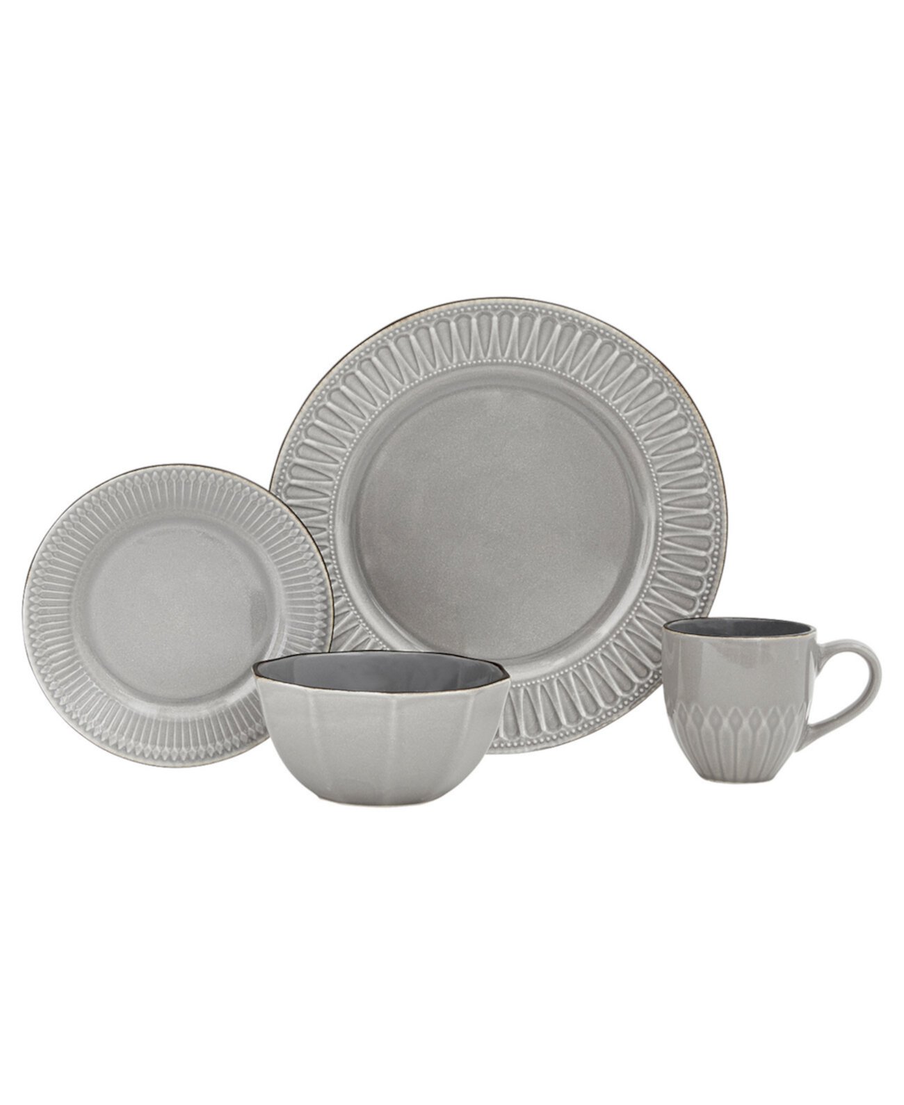 Belle Grey 16 Pc. Dinnerware Set, Service for 4 Baum