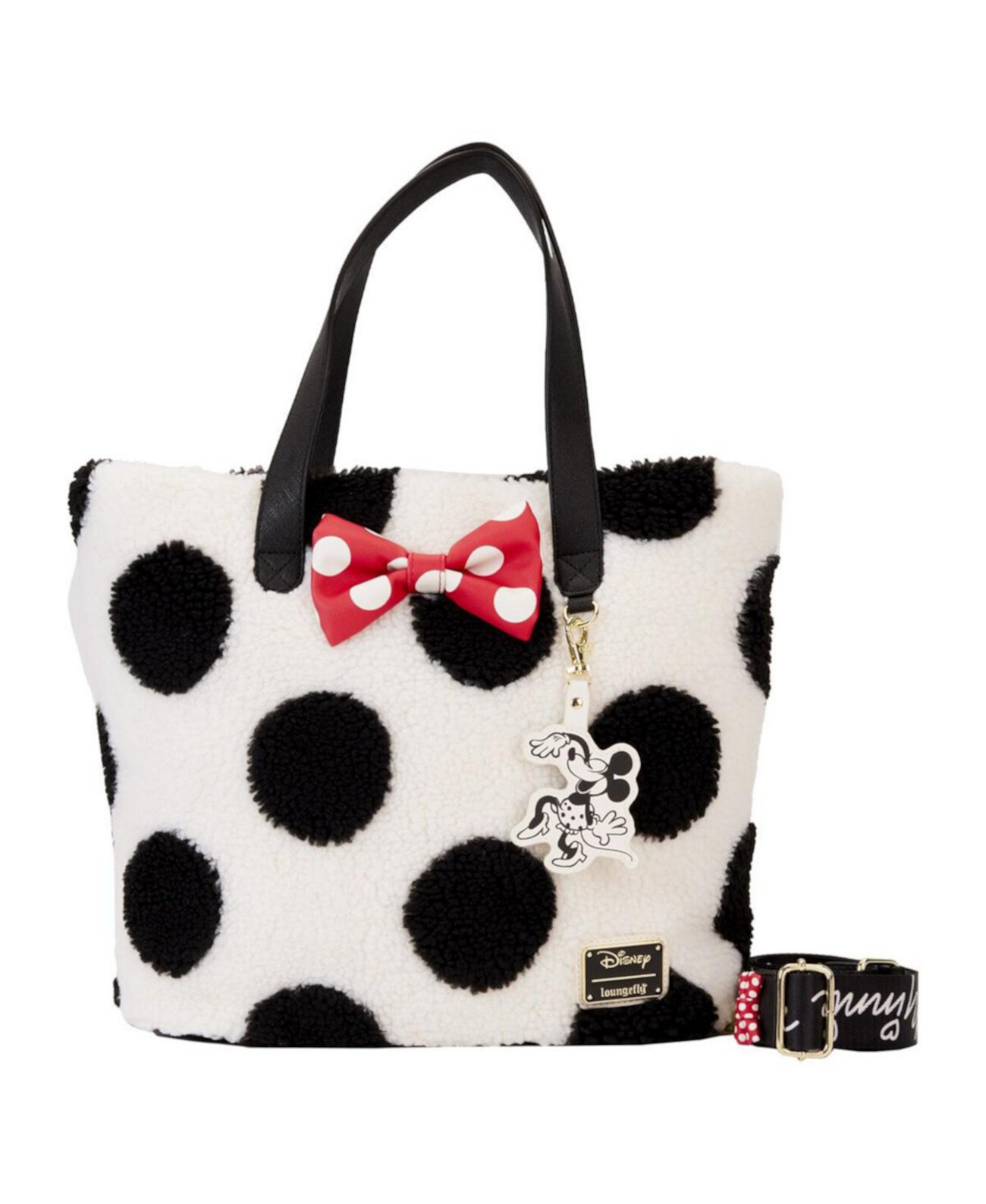 Mickey Friends Minnie Mouse Rocks the Dots Sherpa Tote Bag Loungefly