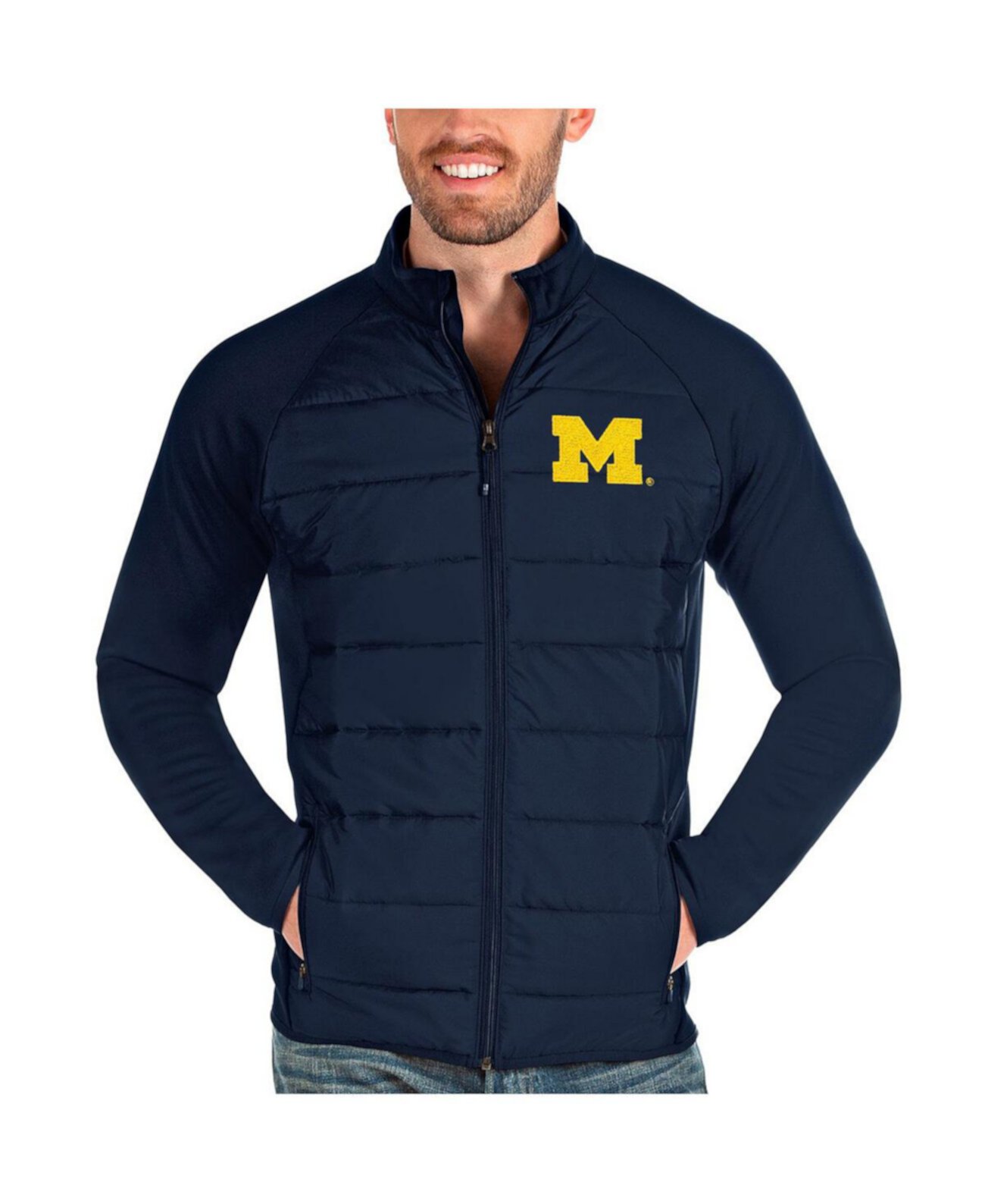 Мужская Куртка Antigua Altitude с Полной Молнией Michigan Wolverines Antigua