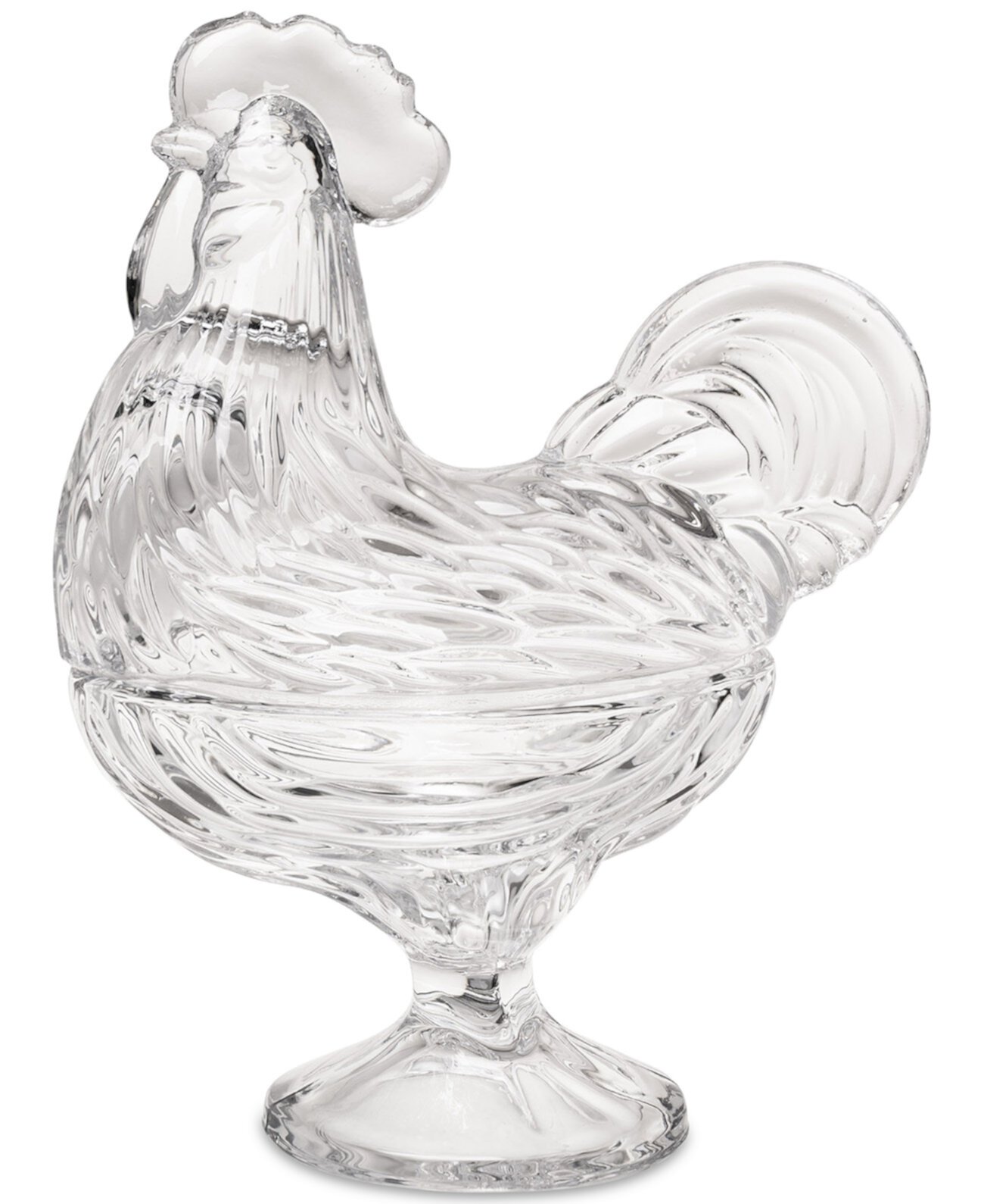 Harvest Rooster Covered Glass Crystal Box Godinger