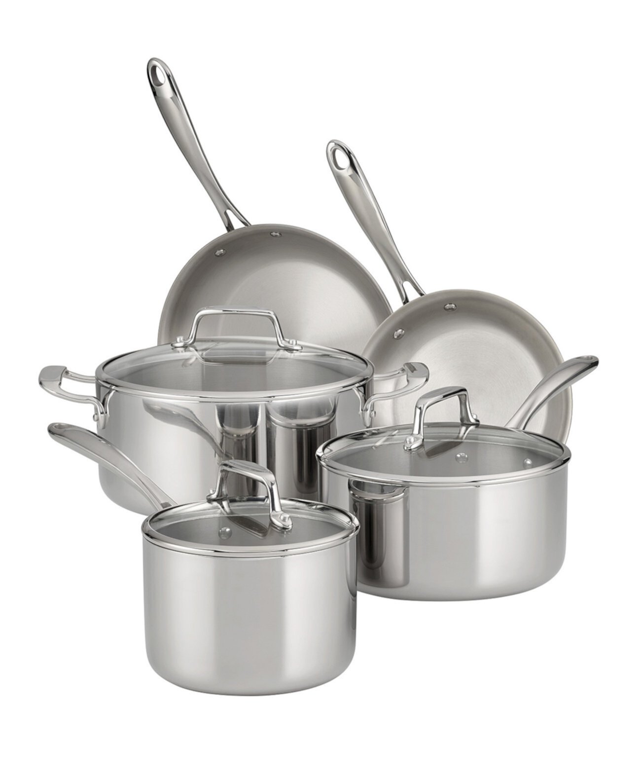 TriPly Clad Stainless Steel Glass Lid 8 Pc Cookware Set Tramontina