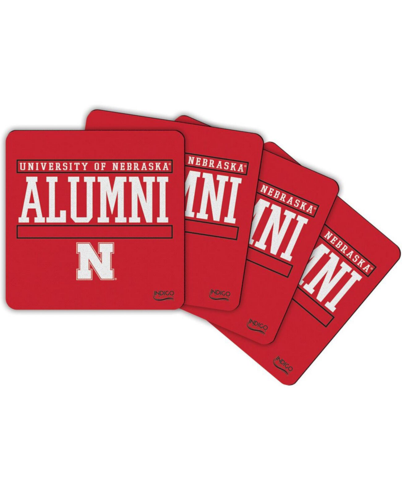 Nebraska Huskers Alumni 4-Pack Neoprene Coaster Set Indigo Falls