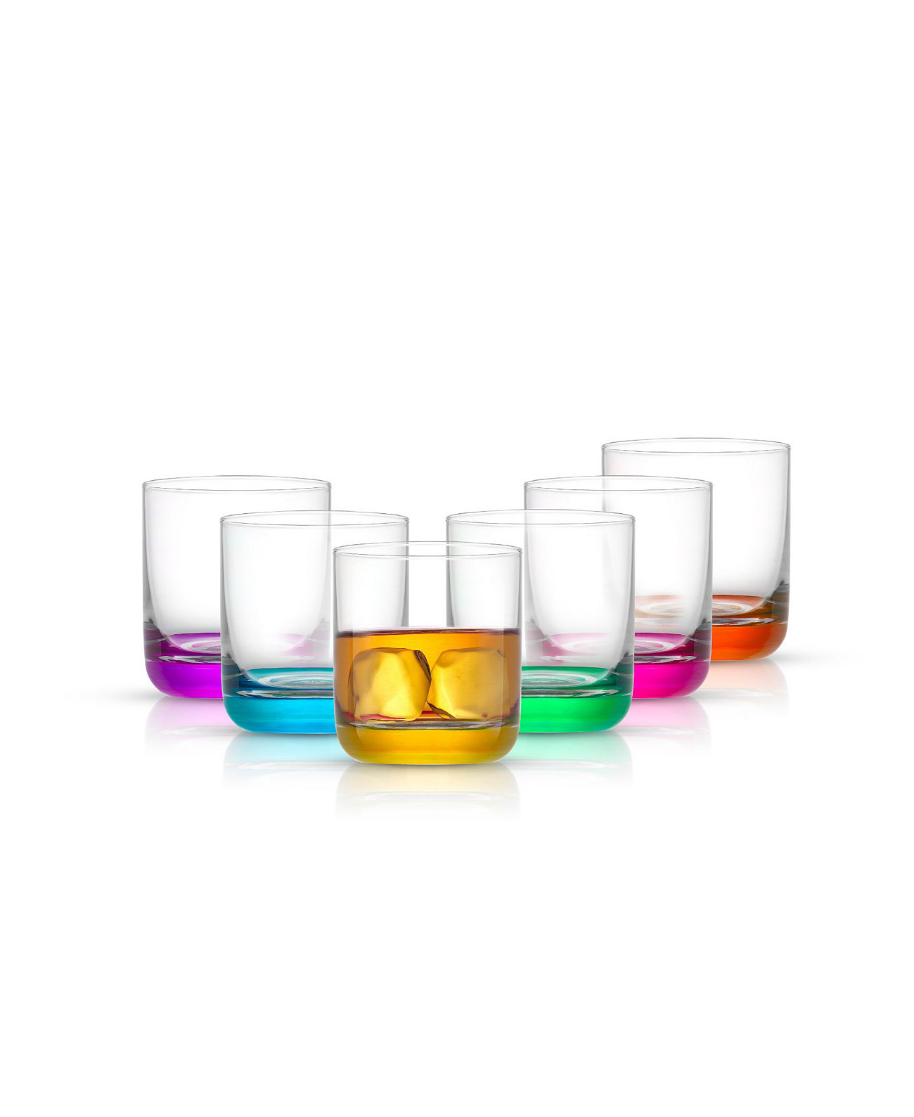 Hue Colored Double Old Fashion Whiskey Glass Tumbler - 10 oz, Set of 6 JoyJolt