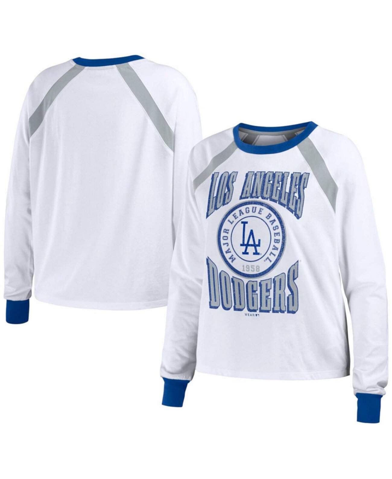 Women's White Los Angeles Dodgers Raglan Long Sleeve T-Shirt WEAR by Erin Andrews