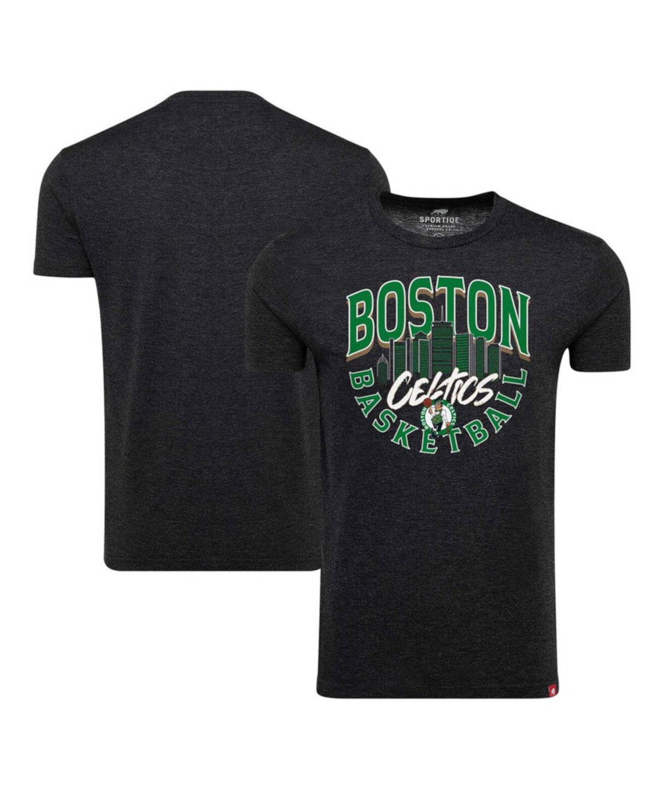 Men's and Women's Heather Black Boston Celtics Comfy Super Soft Tri-Blend T-Shirt Sportiqe