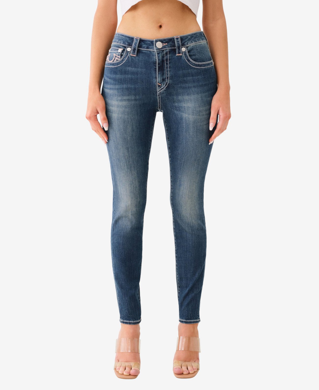 Женские Джинсы skinny True Religion Jennie No Flap Ladder Stitch Super Skinny True Religion