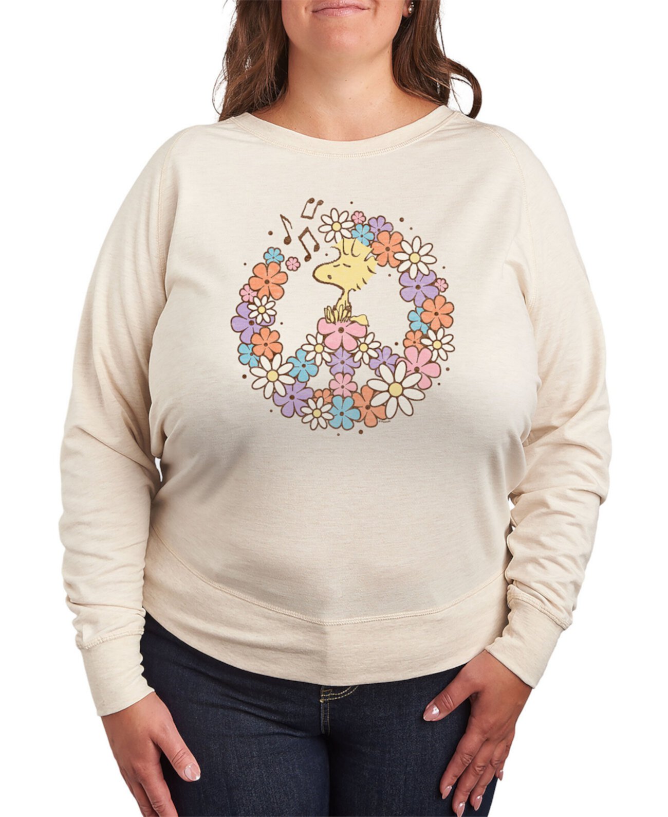 Woodstock Floral Peace Sign Plus Size Graphic Pullover Hybrid Apparel