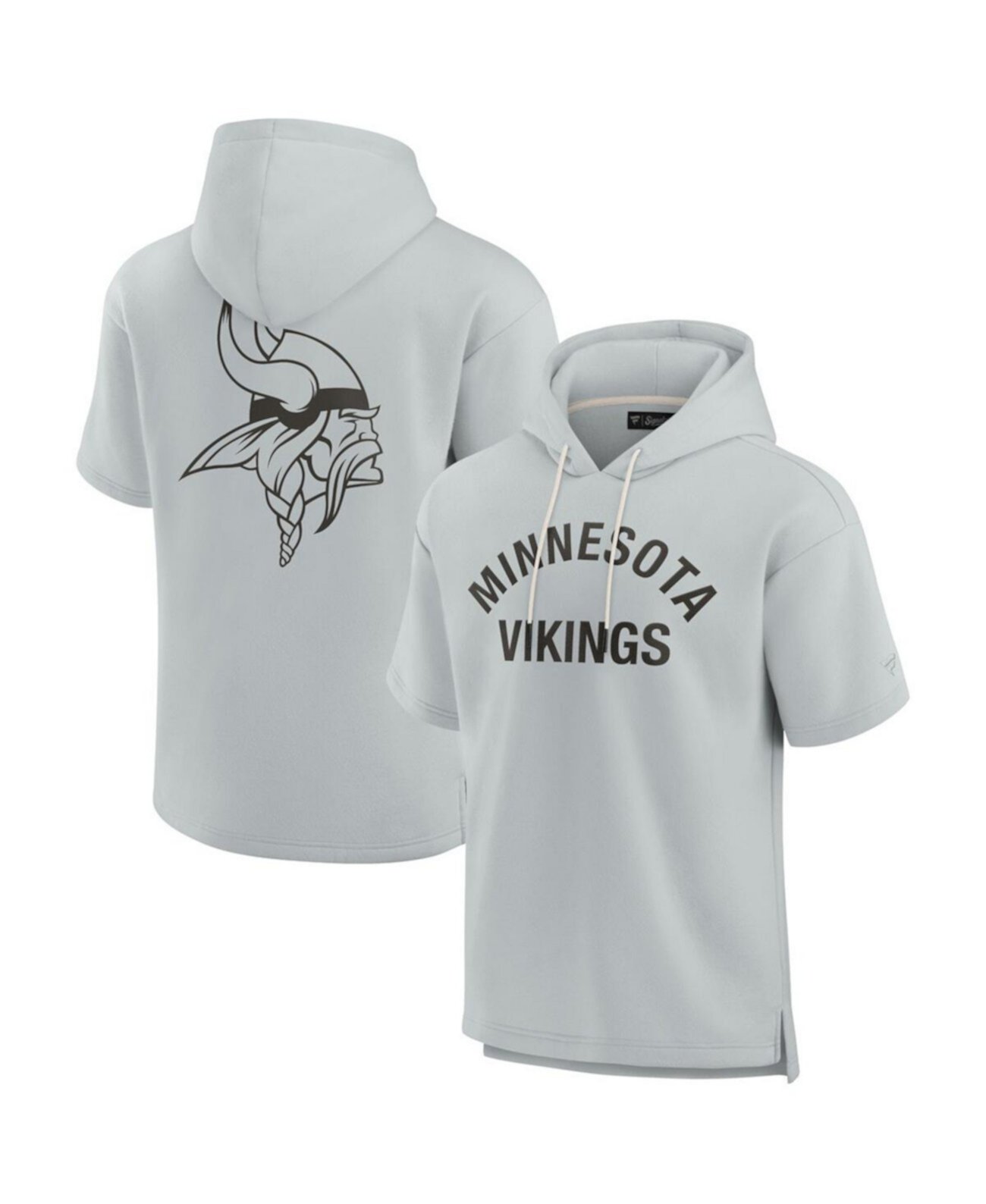 Men's and Women's Gray Minnesota Vikings Elements Super Soft Fleece Short Sleeve Pullover Hoodie Fanatics Signature