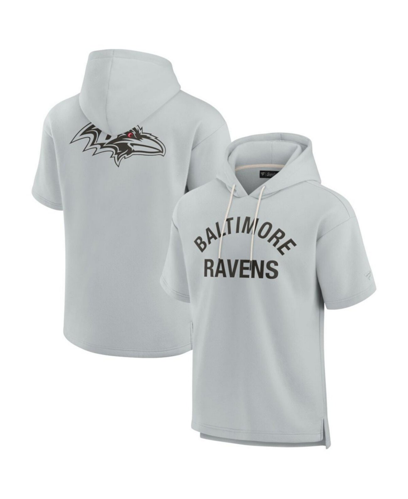 Men's and Women's Gray Baltimore Ravens Elements Super Soft Fleece Short Sleeve Pullover Hoodie Fanatics Signature