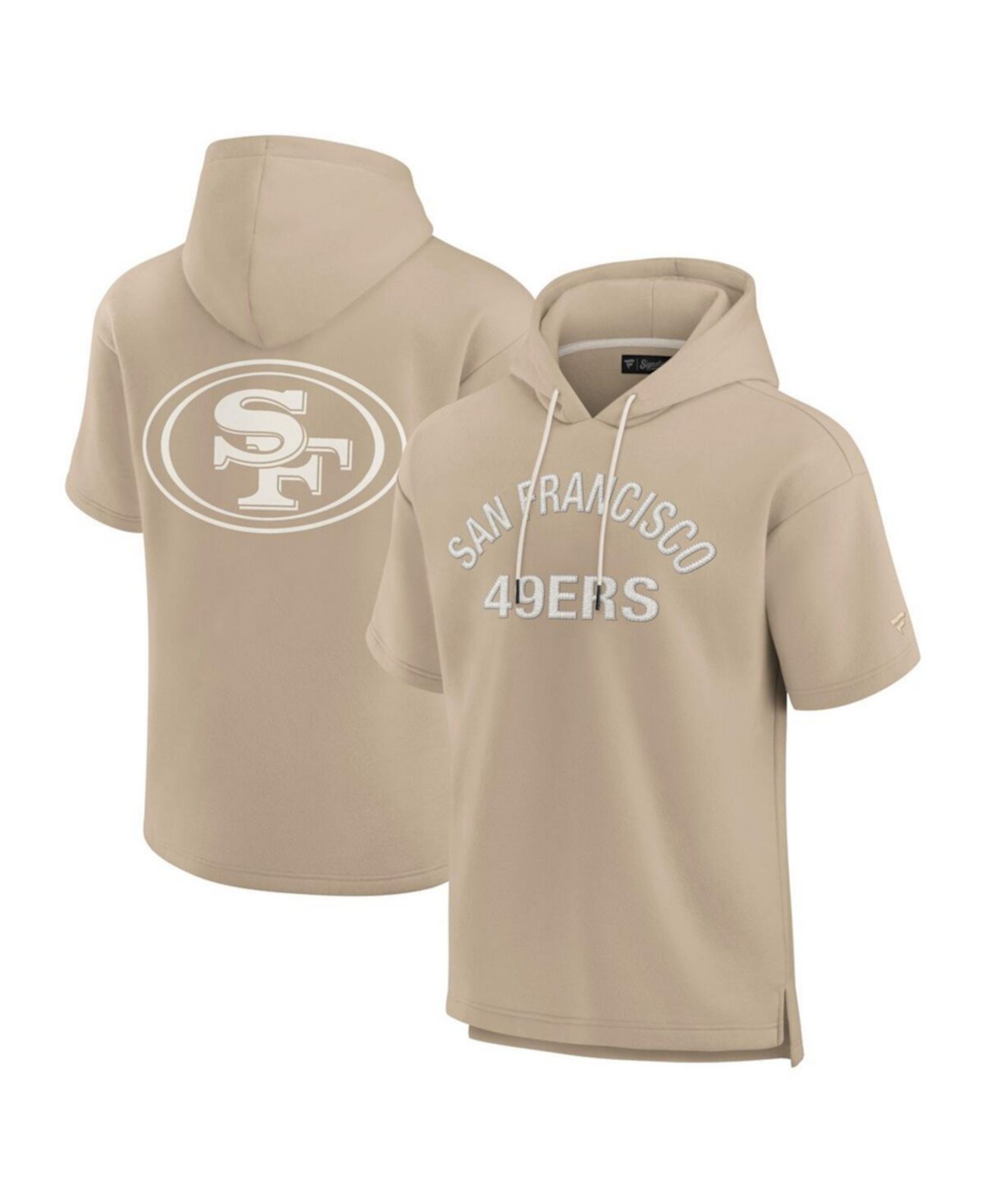 Men's and Women's Khaki San Francisco 49ers Elements Super Soft Fleece Short Sleeve Pullover Hoodie Fanatics Signature