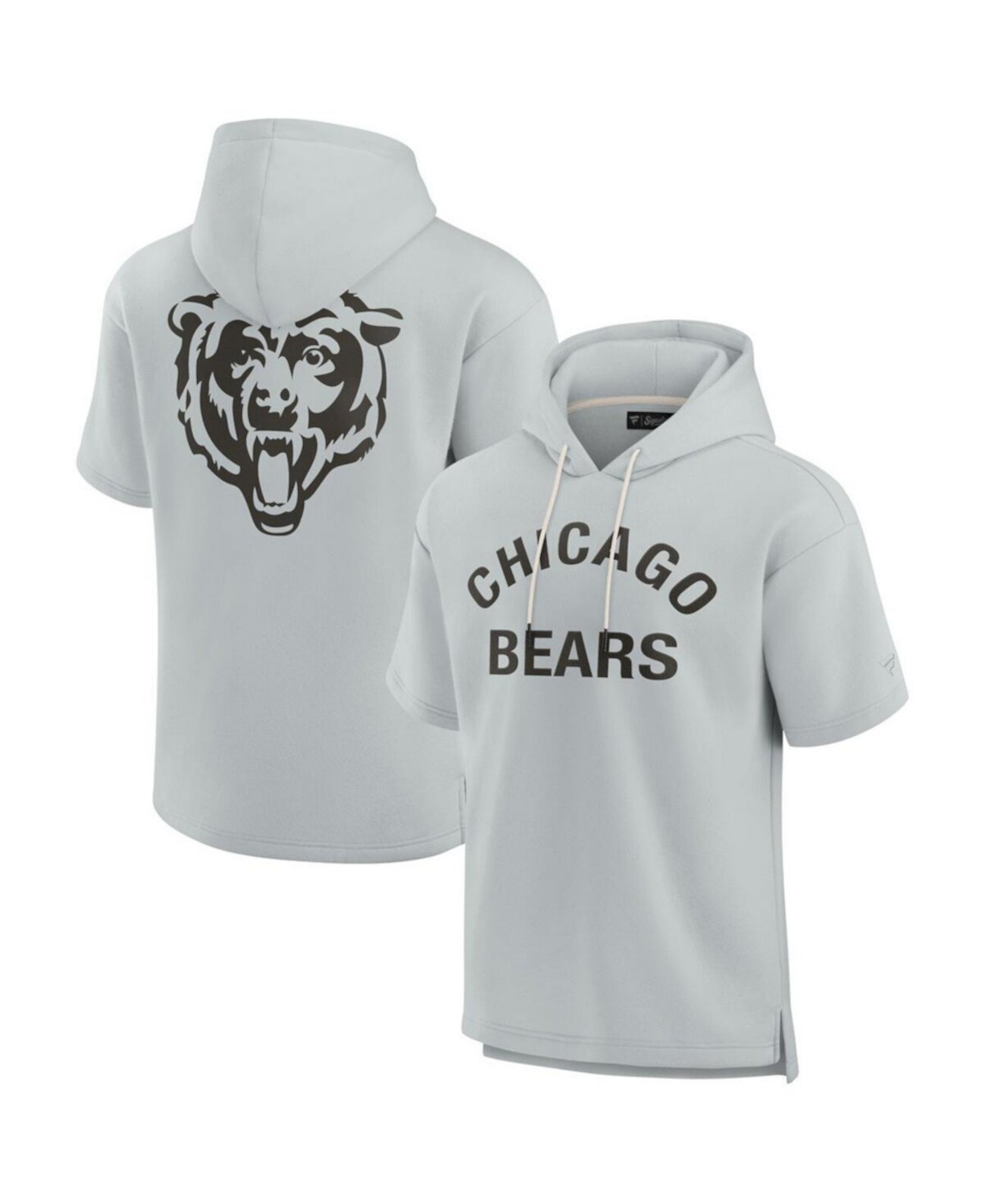 Men's and Women's Gray Chicago Bears Elements Super Soft Fleece Short Sleeve Pullover Hoodie Fanatics Signature