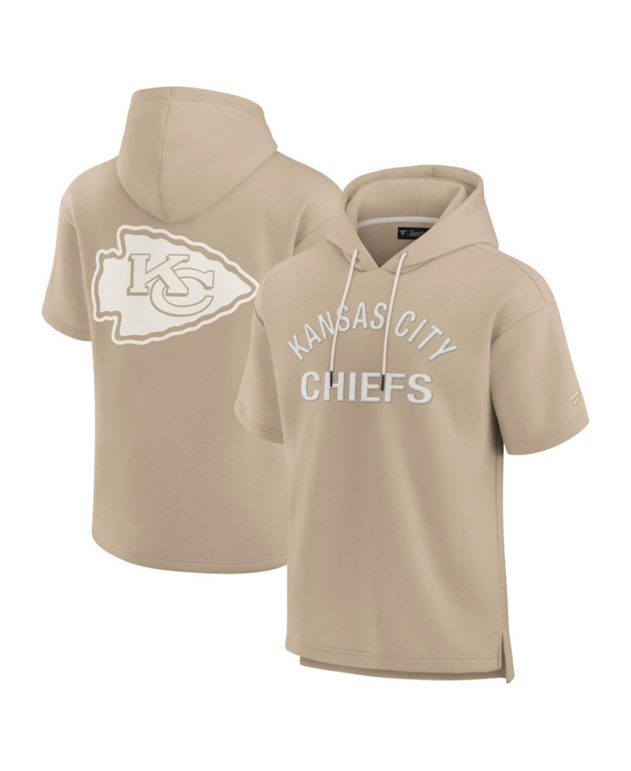 Men's and Women's Khaki Kansas City Chiefs Elements Super Soft Fleece Short Sleeve Pullover Hoodie Fanatics Signature