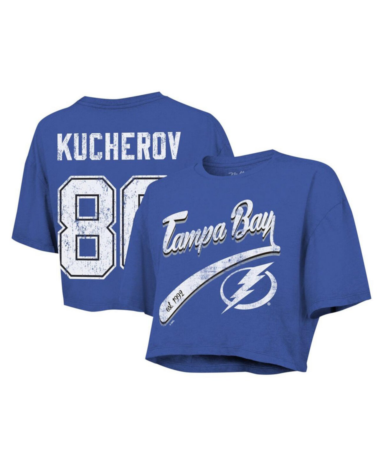 Кроп-футболка с короткими рукавами Nikita Kucherov Tampa Bay Lightning, 100% хлопок Majestic