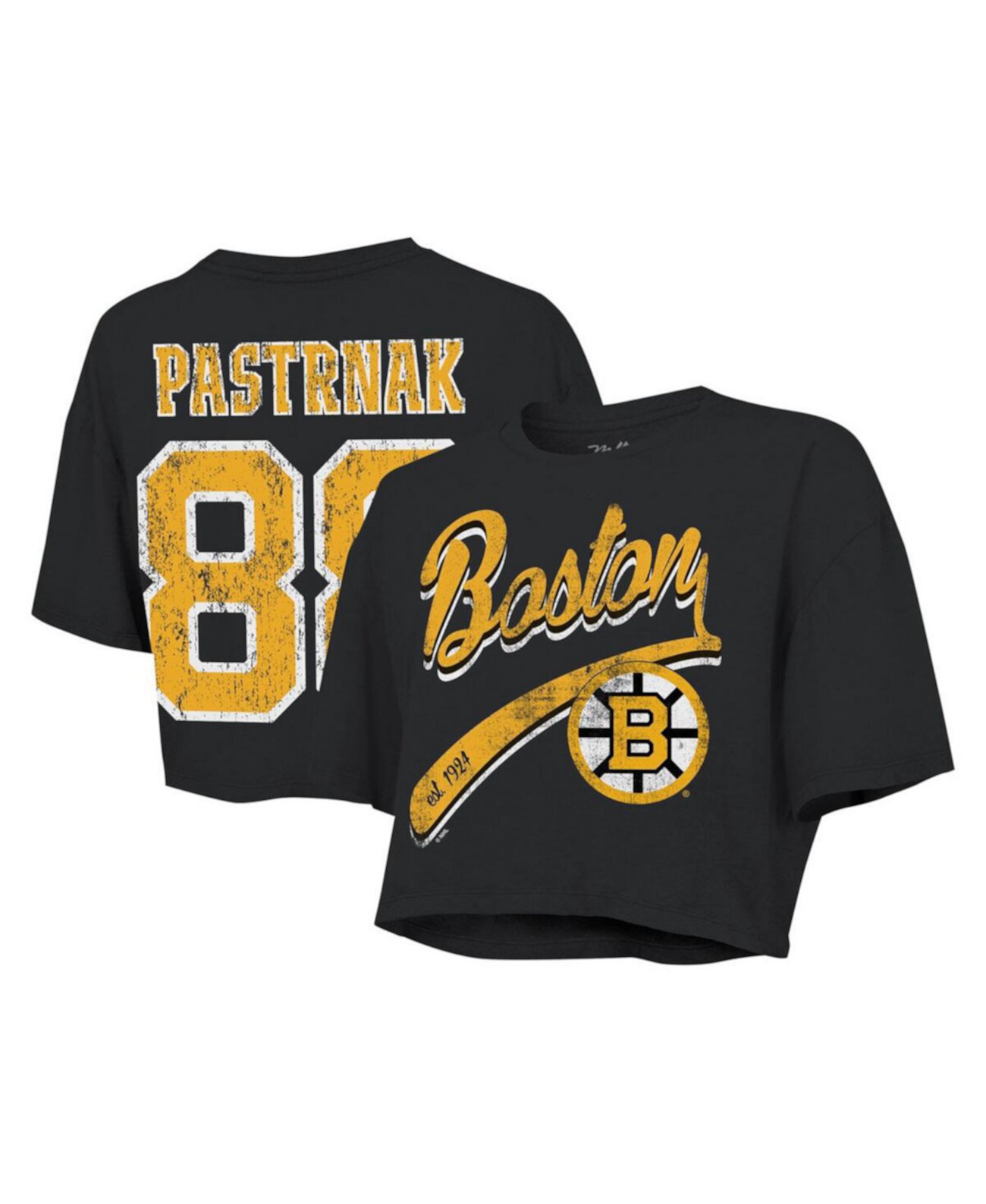 Черная обрезанная футболка David Pastrnak Boston Bruins, 100% хлопок Majestic