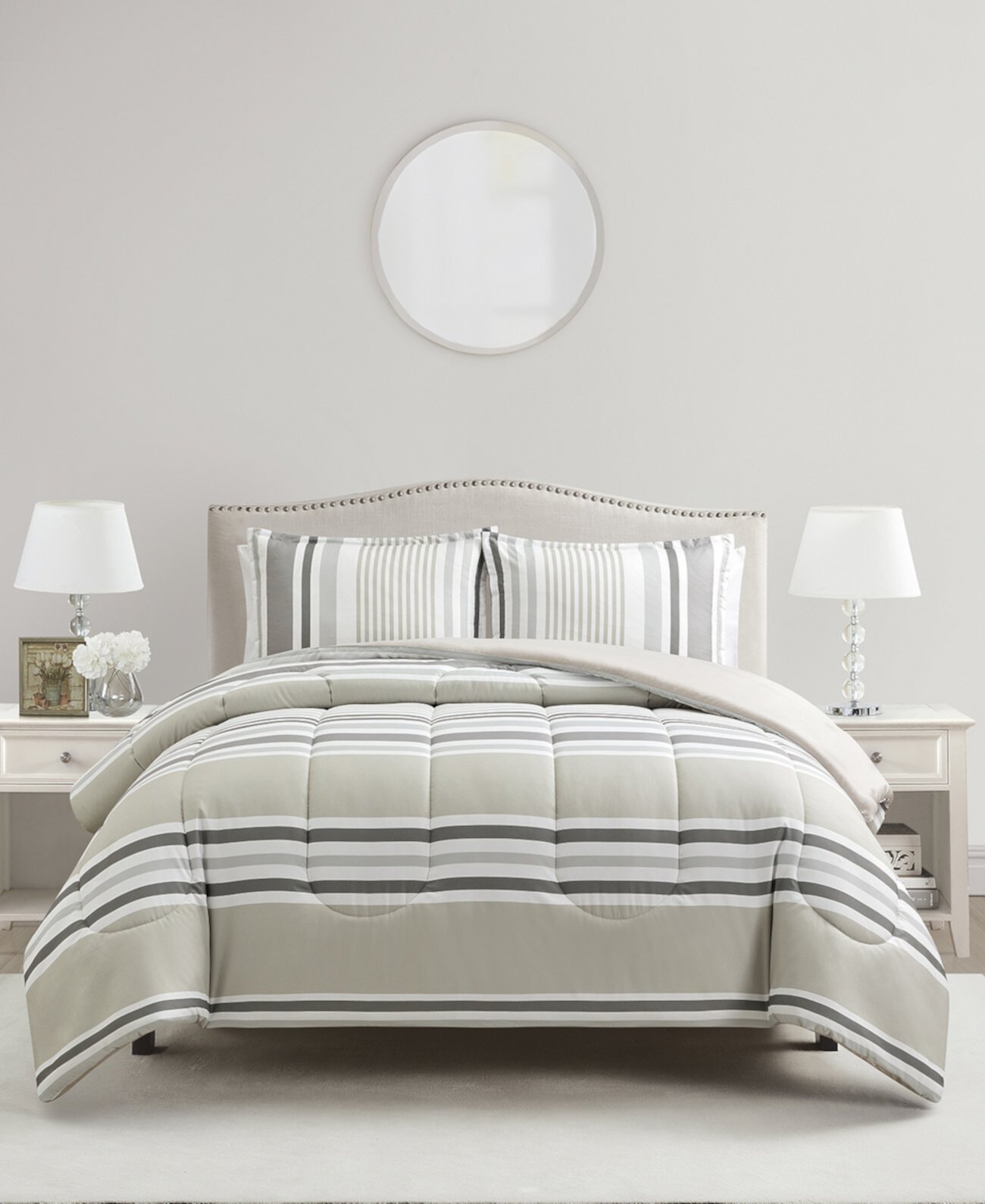 Hudson 3-Pc Striped Reversible Comforter Set, Created for Macy's Sunham