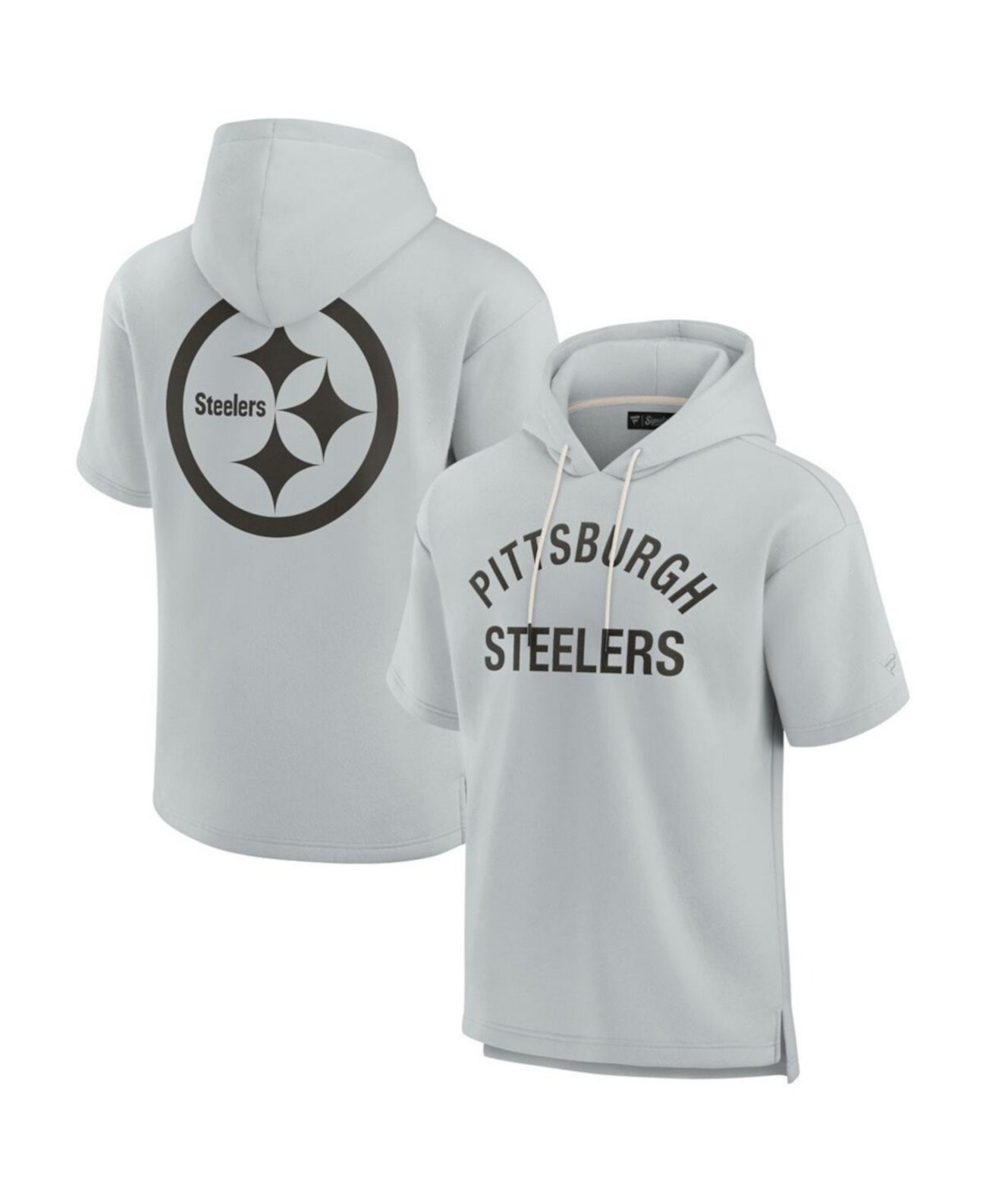 Men's and Women's Gray Pittsburgh Steelers Elements Super Soft Fleece Short Sleeve Pullover Hoodie Fanatics Signature
