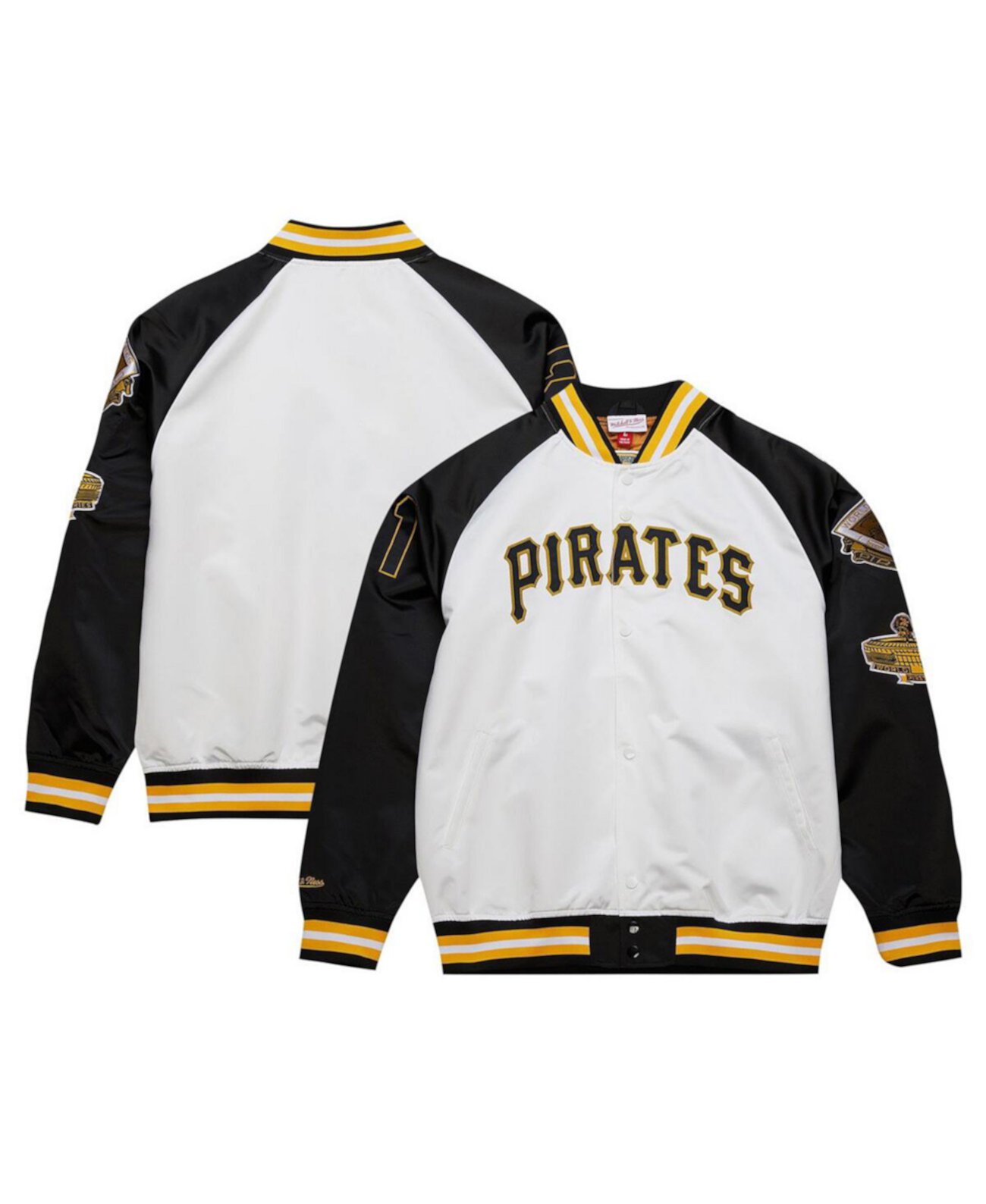 Мужская Куртка Mitchell & Ness Pittsburgh Pirates Cooperstown Collection Legends Лёгкая Атласная С Регланом и Полной Застёжкой Mitchell & Ness