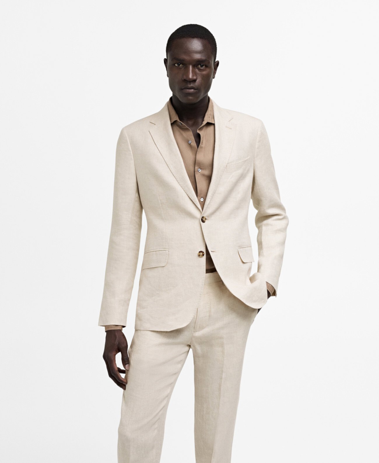 Men's Linen Slim-Fit Suit Blazer MANGO