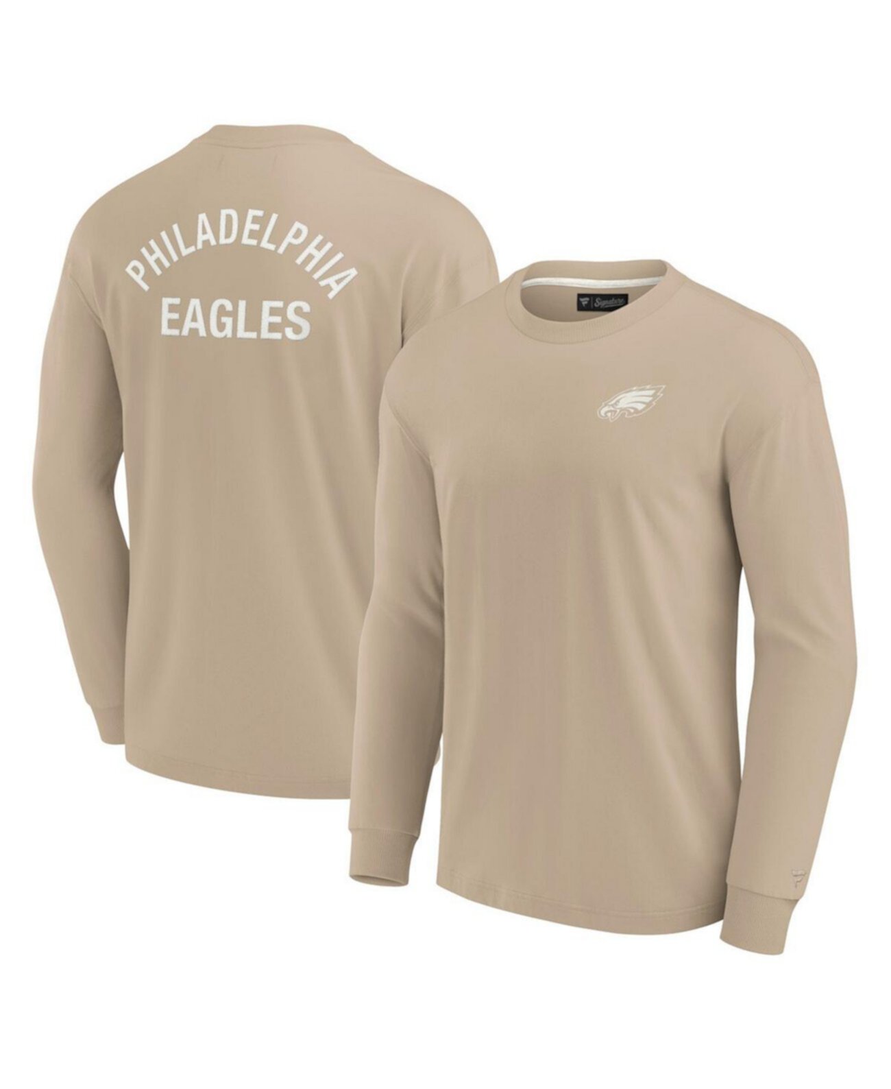 Оливковая футболка с длинным рукавом Fanatics Signature из мягкого хлопка с логотипом Philadelphia Eagles Fanatics Signature