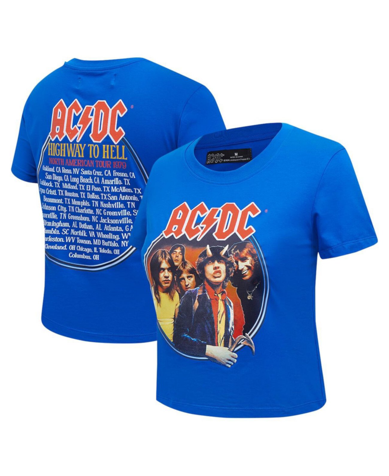 Women's Royal AC/DC Highway to Tour 1979 Baby Doll Cropped T-Shirt Freeze Max