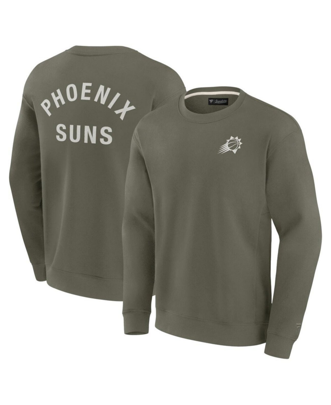 Men’s and Women Olive Phoenix Suns Super Soft Pullover Crew Sweatshirt Fanatics Signature