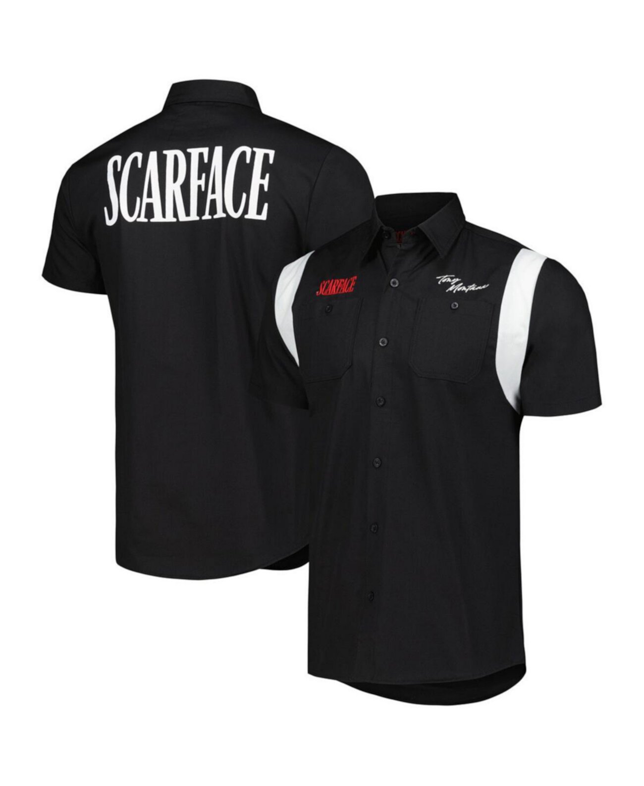 Men's and Women's Black Scarface Tony Montana Button-Up Mechanic Shirt Reason