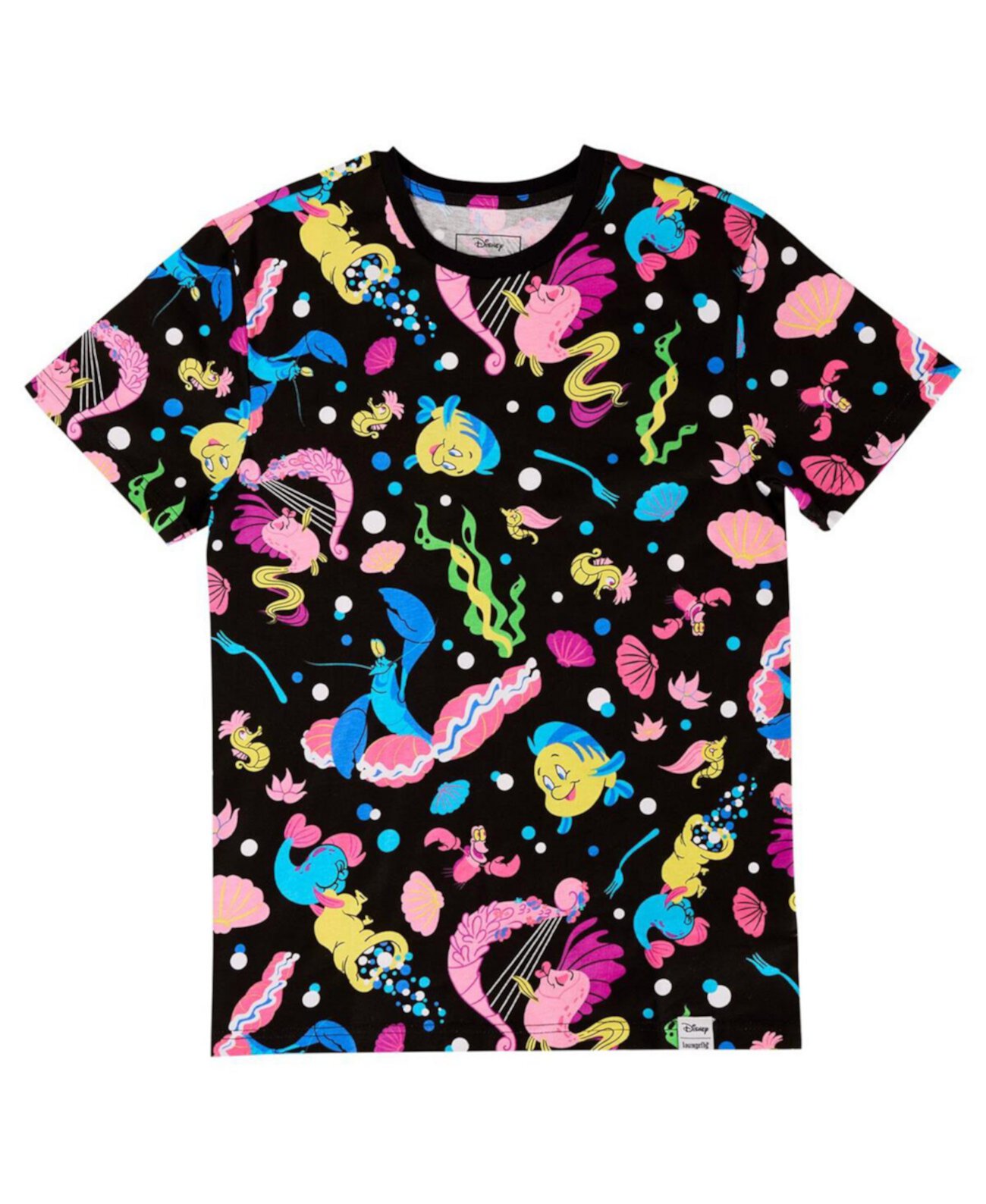 Men's and Women's Black The Little Mermaid 35th Anniversary Life Is The Bubbles T-Shirt Loungefly