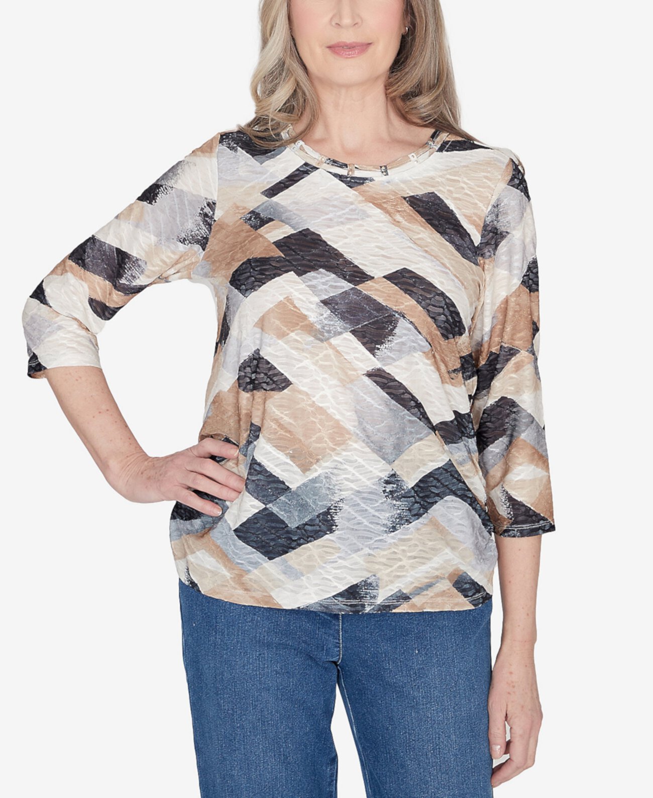 Classic Abstract Chevron Top Alfred Dunner