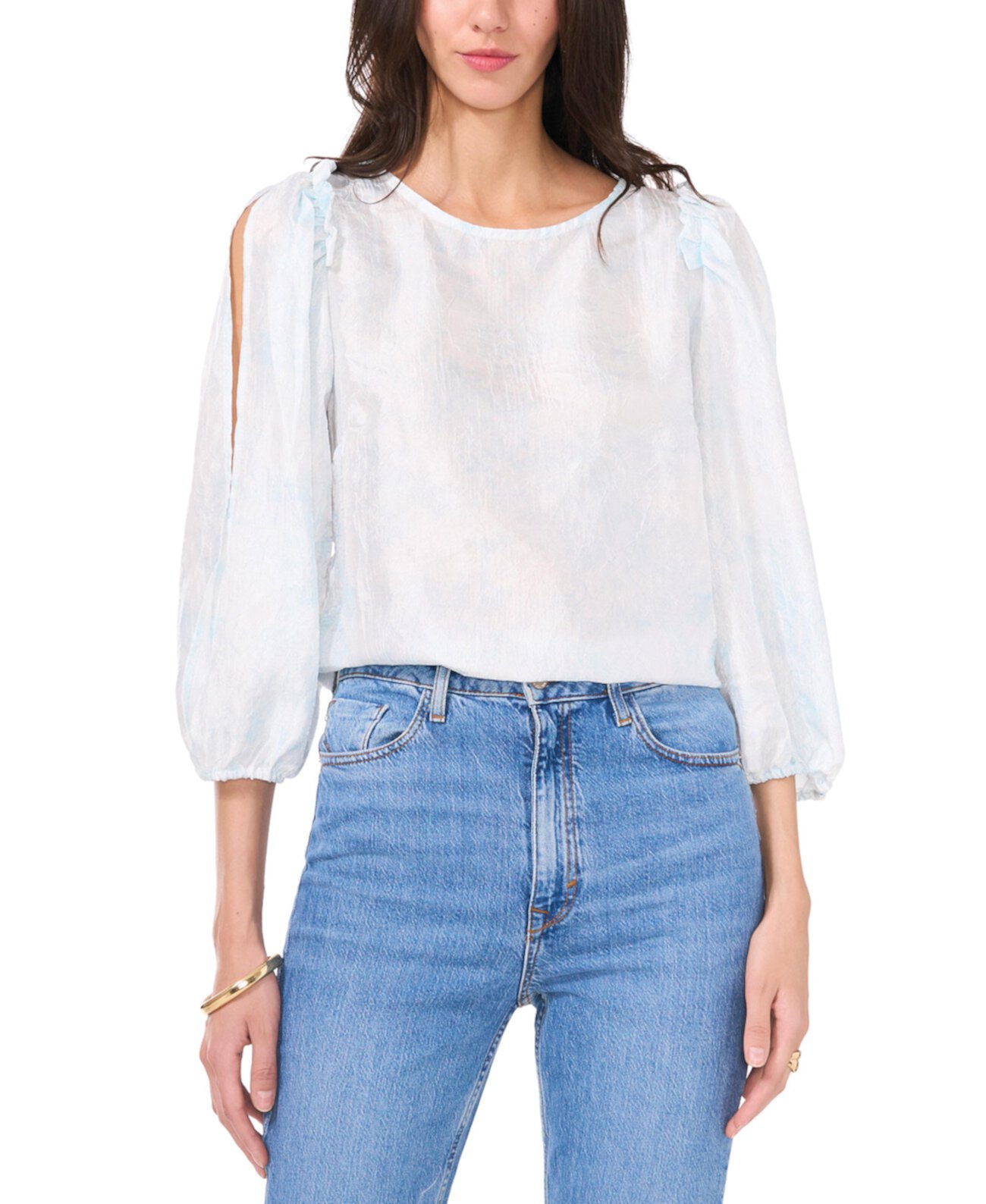 Women's Ruffled-Trim Puff-Sleeve Top Vince Camuto